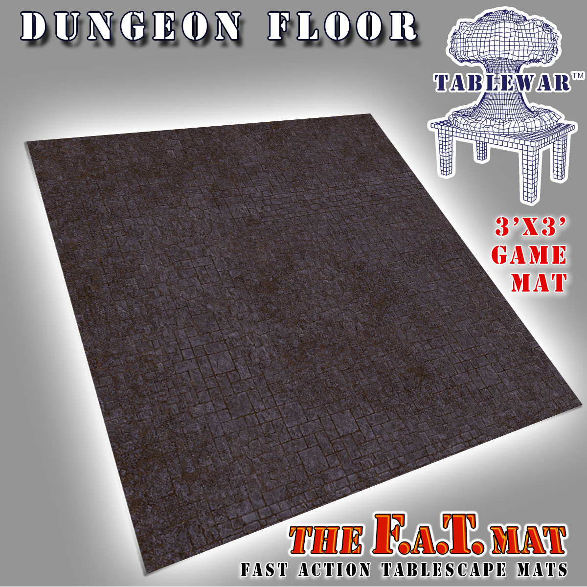 3x3 Dungeon Floor F A T Mat Gaming Mat White Metal Games