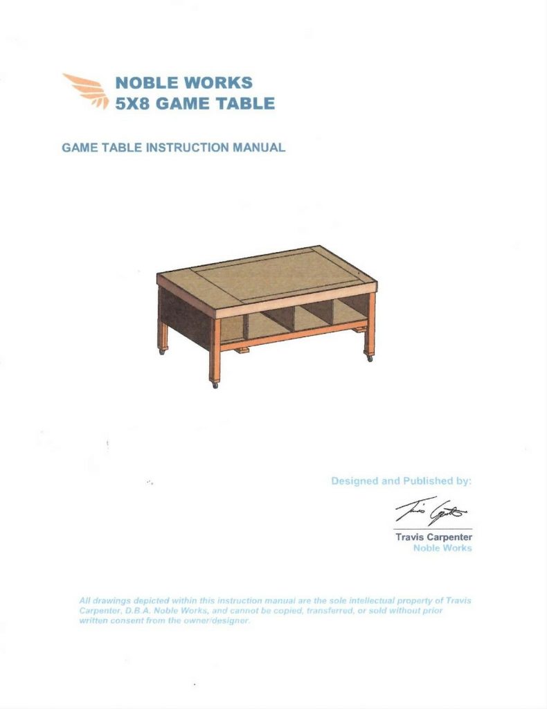 Design Plans PDF for custom 5′ x 8′ Wargaming Game Table for Hobbyists